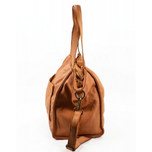 21■ Große Handtasche Tote Bag aus weichem Glattleder für Damen. Schwarz & Braun